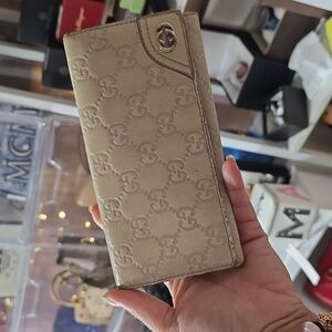 Gucci Beige GG Embossed Card Holder